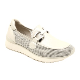 Mocassini in pelle da donna Caprice con decorazione 9-24502-20 132 Pearl Combina bianco 1