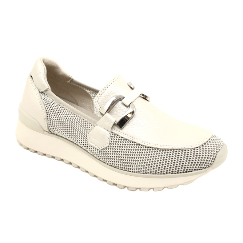 Mocassini in pelle da donna Caprice con decorazione 9-24502-20 132 Pearl Combina bianco 1