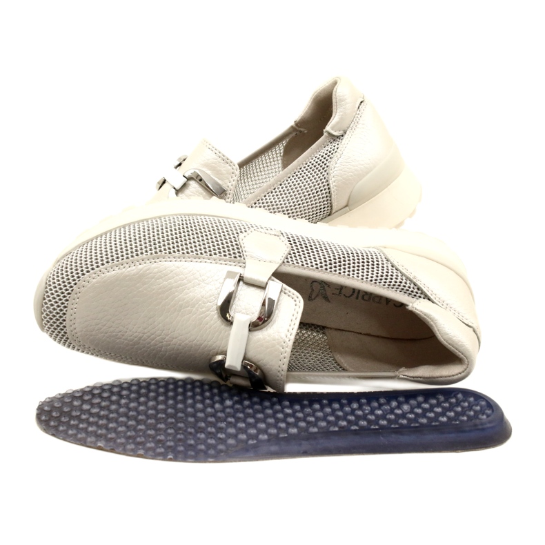 Mocassini in pelle da donna Caprice con decorazione 9-24502-20 132 Pearl Combina bianco 7