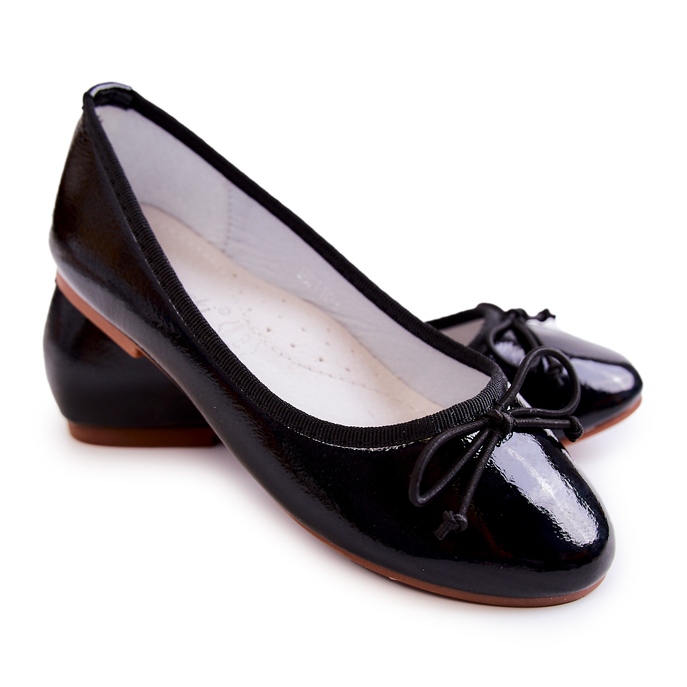 S.Barski Ballerine da bambino in vernice con fiocco, nere nero 2