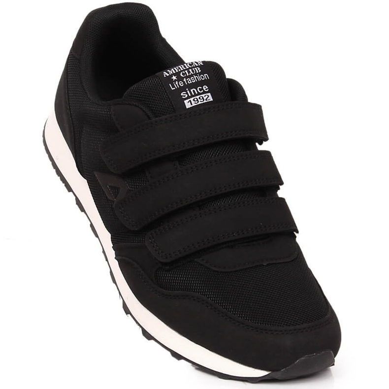 Scarpe sportive da uomo nere American Club 146/23 con velcro nero 1