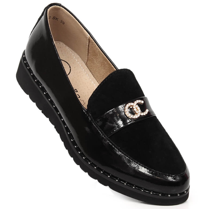 Scarpe da donna in pelle con zirconi Filippo DP1515/23 nero 1