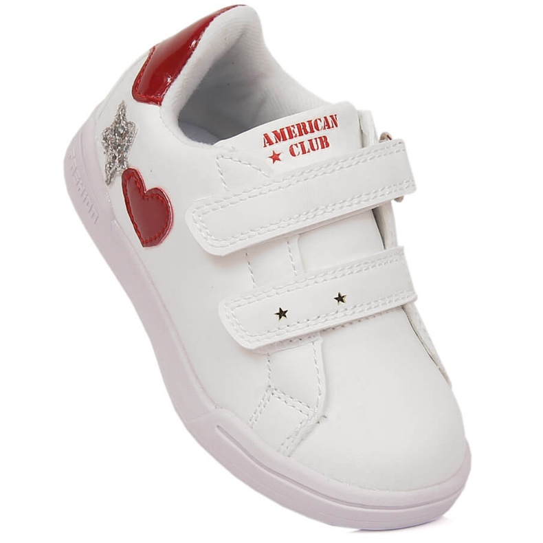 Scarpe sportive da bambina bianche American Club 125/23 con velcro bianco 1