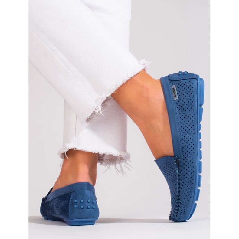 Goodin Mocassini Shelovet in pelle azzurra blu 2