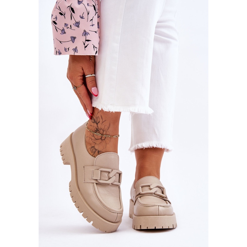 Lemar Mocassini in pelle alla moda Beige Rayhan 1