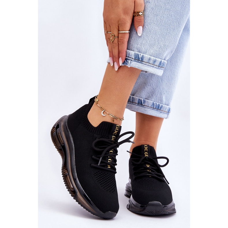 Scarpe con calzino da donna GOE JJ2N4080 nere nero 1
