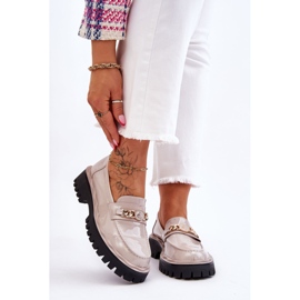 S.Barski Mocassini Platform Laccati Grigio Chiaro Ronin 2