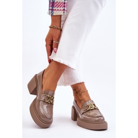 S.Barski Décolleté alla moda con tacchi massicci beige Imani 2