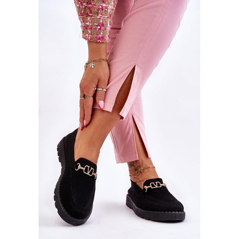 Sneakers senza lacci da donna con decorazioni nere Alena nero 2