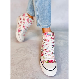 BM Paradis Sneaker alta con zeppa floreale bianca bianco 1