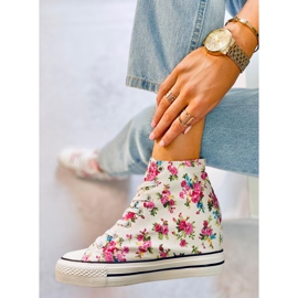 BM Paradis Sneaker alta con zeppa floreale bianca bianco 2