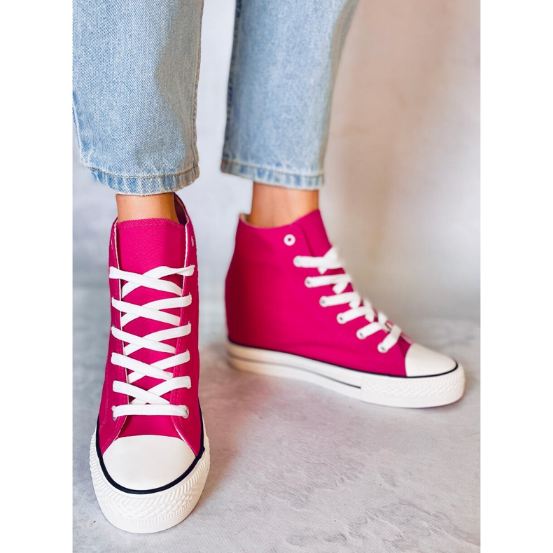 BM Corina Sneakers alte con zeppa fucsia rosa 1