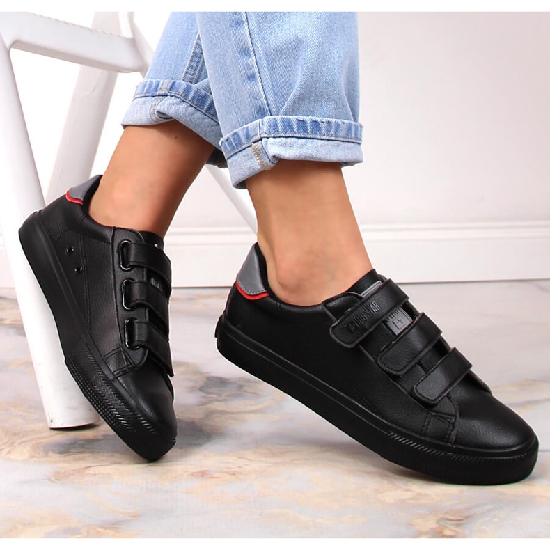Sneakers Big Star LL274A208 in pelle ecologica nera con velcro nero 1