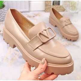 Scarpe da donna con tacco alto e plateau beige Vinceza 16380 1