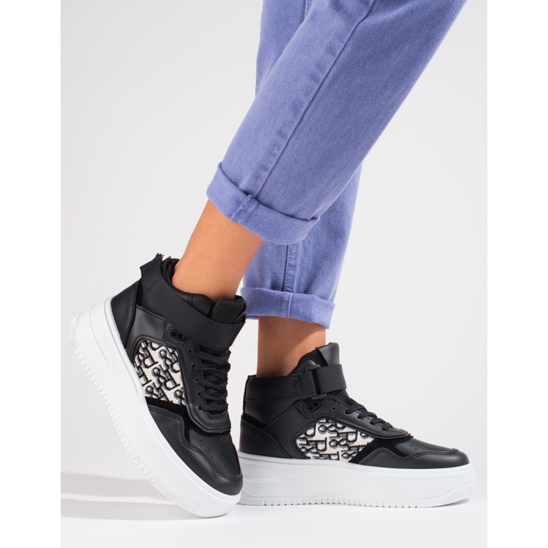 Sneaker da donna Shelovet con plateau alto nero 1