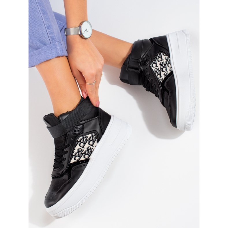 Sneaker da donna Shelovet con plateau alto nero 2