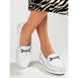 Mocassini classici da donna in pelle Vinceza bianco 2