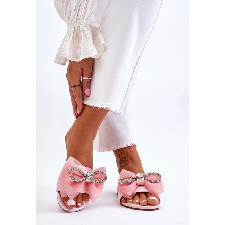 PS1 Pantofole Donna Con Fiocco E Strass Rosa Jolene 2