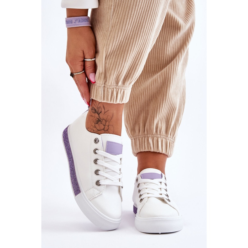 Sneakers Basse Da Donna Con Jets Bianco-Viola Demira 2
