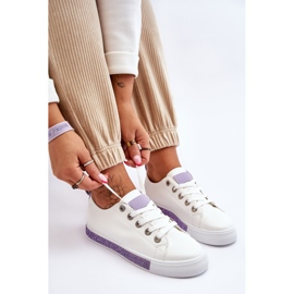 Sneakers Basse Da Donna Con Jets Bianco-Viola Demira 1