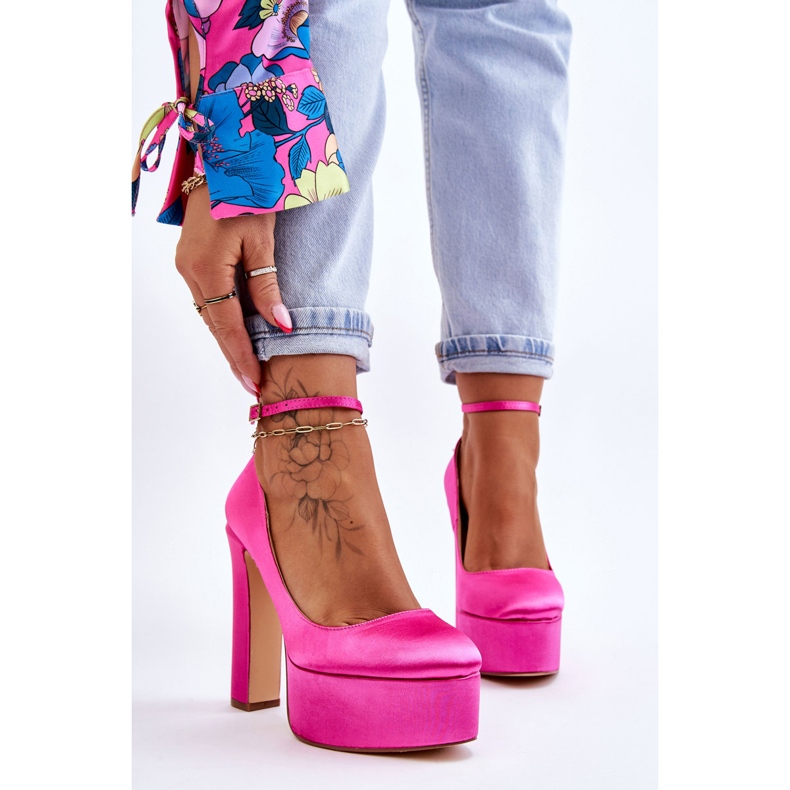 BM Décolleté alla moda con tacco alto fucsia Hayden rosa 1