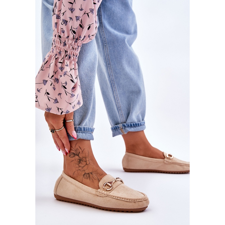 FC3 Mocassini Classici In Pelle Scamosciata Con Abbellimenti Arla Beige 2