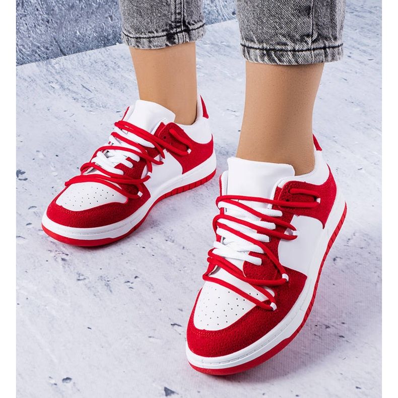 PA1 Sneakers rosse realizzate con materiali misti di Hila bianca 1