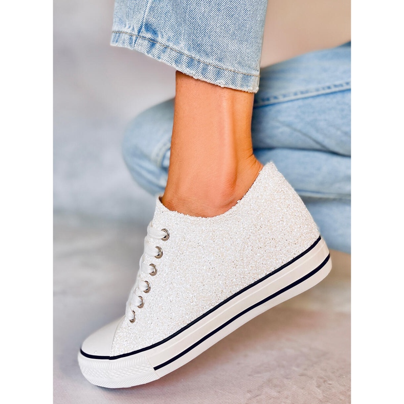 PA1 Sneaker con zeppa glitterata Marble White bianca 1