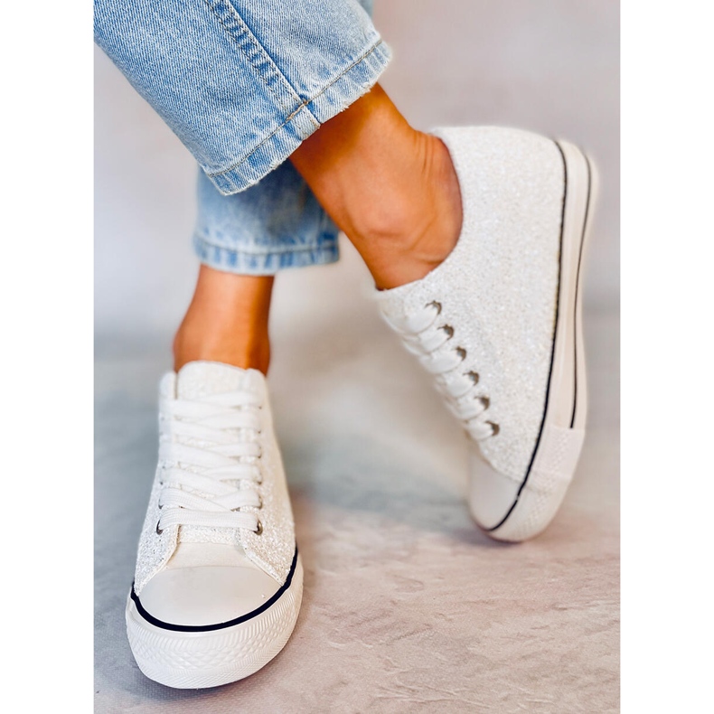 PA1 Sneaker con zeppa glitterata Marble White bianca 2
