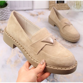 Potocki SZ12003 mocassino in camoscio con tacco e plateau beige 1