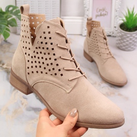 Potocki SZ12089 stivali bassi traforati in camoscio beige 1