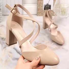 Sandali caffè donna con tacco alto Sergio Leone SK863 beige 1