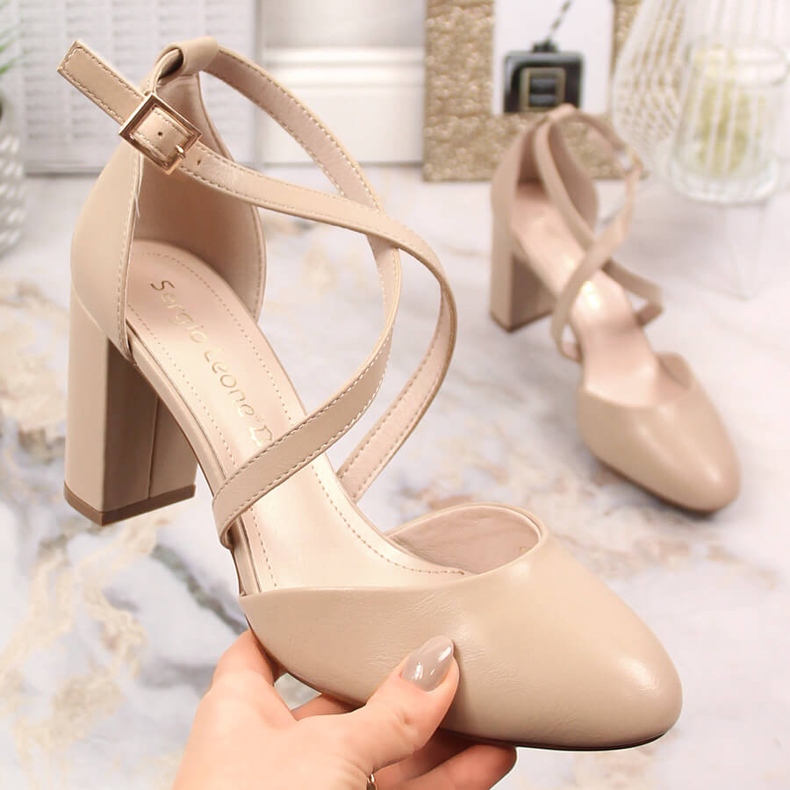 Sandali caffè donna con tacco alto Sergio Leone SK863 beige 1