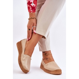 Lemar Espadrillas in pelle con zeppa da donna Hadlee beige e oro 2