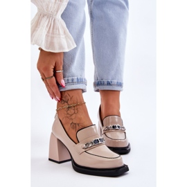 S.Barski Pompe comode su tacchi massicci Julien beige 1