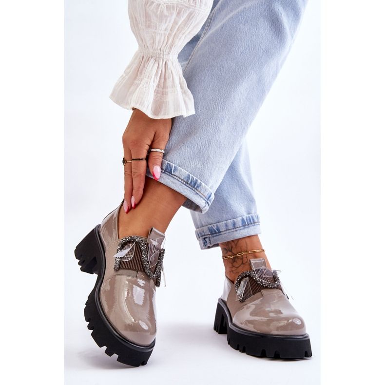 S.Barski Scarpe Laccate Con Ornamenti Grigio Keily 2
