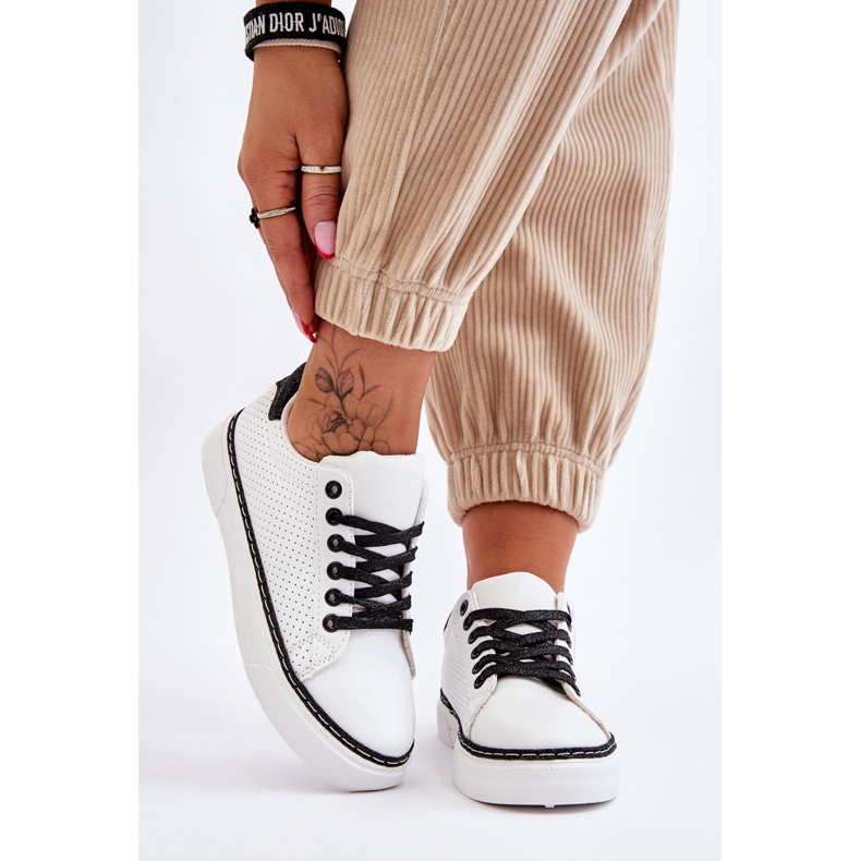 BM Sneakers Basse Traforate Da Donna Daxton Bianche E Nere bianco nero 1