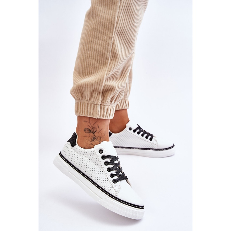 BM Sneakers Basse Traforate Da Donna Daxton Bianche E Nere bianca nero 2
