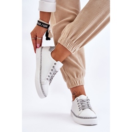BM Sneakers basse da donna traforate bianche e argento Daxton bianco 2