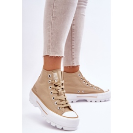 Sneakers alte in tessuto con plateau Big Star LL274160 Beige 1