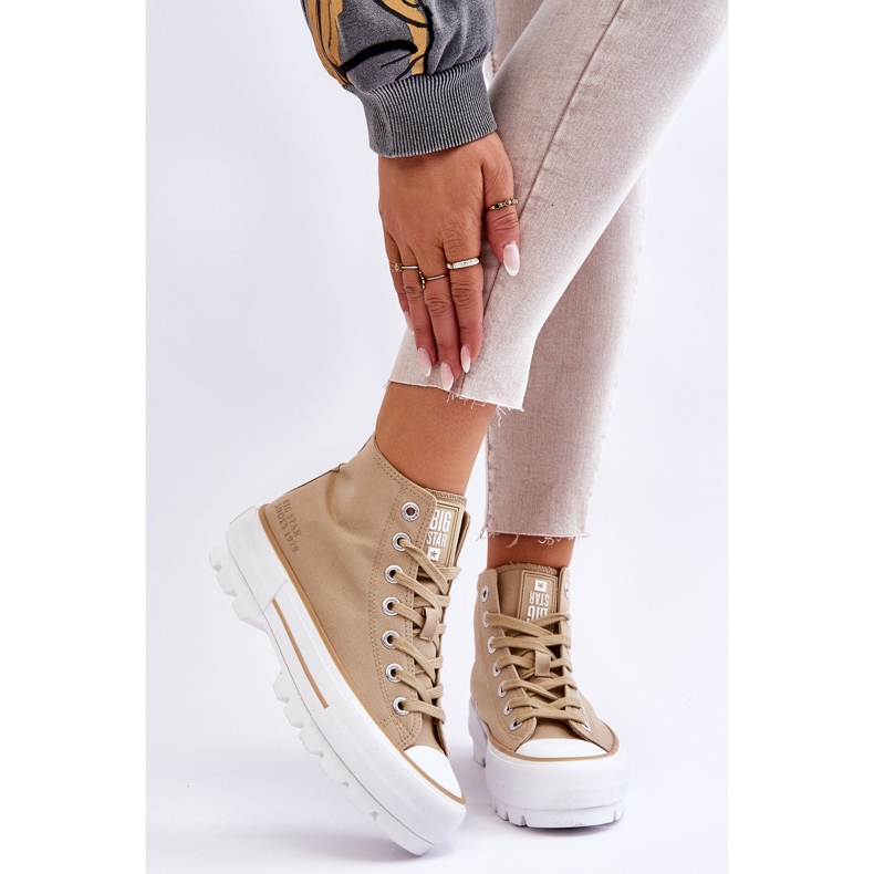 Sneakers alte in tessuto con plateau Big Star LL274160 Beige 2