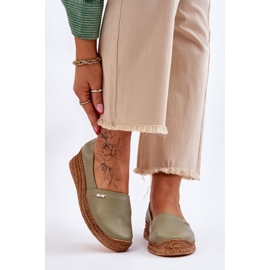 Lemar Espadrillas in pelle con zeppa da donna verde Hadlee 1