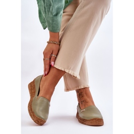 Lemar Espadrillas in pelle con zeppa da donna verde Hadlee 2
