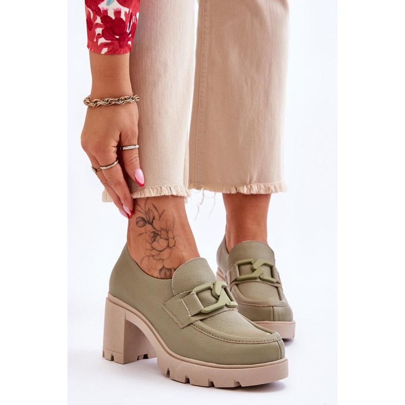 Lemar Eleganti Francesine Sul Tacco Con Decorazione Harmell Verde 1