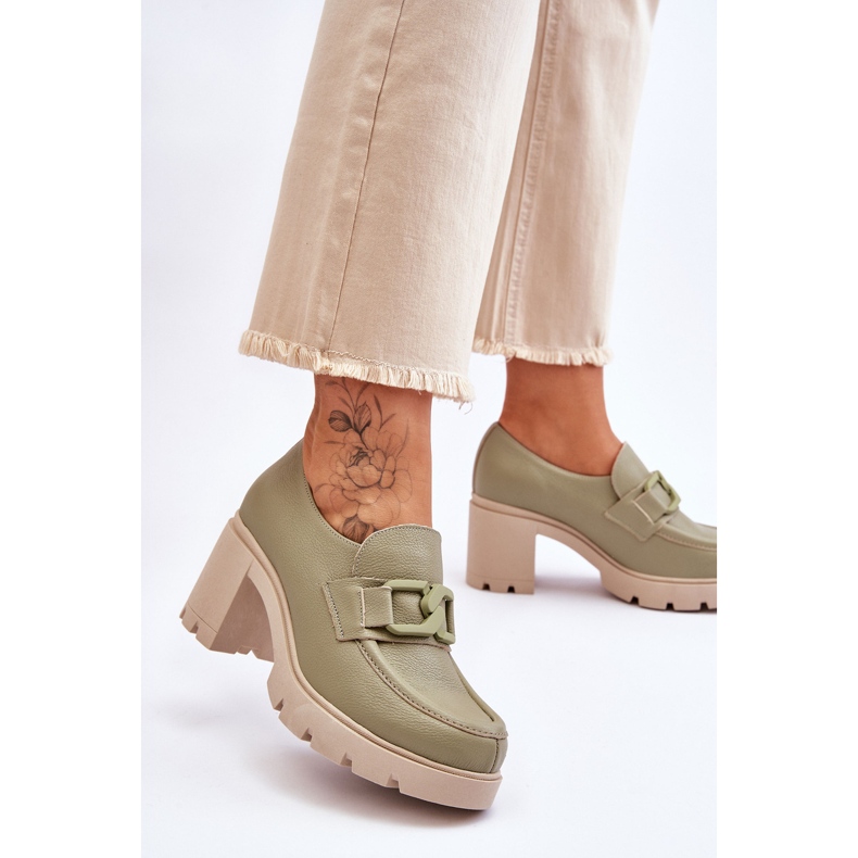 Lemar Eleganti Francesine Sul Tacco Con Decorazione Harmell Verde 2