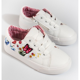 W. Potocki Sneakers bianche per una ragazza con una farfalla Potocki bianca 1