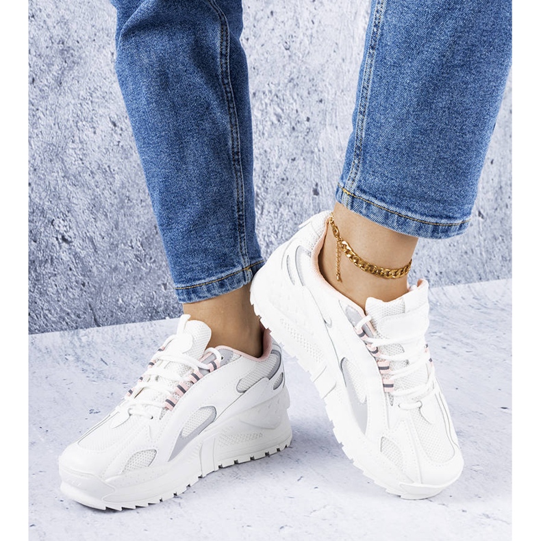 PA1 Sneaker con zeppa bianche e rosa di Germain bianca d'argento 1