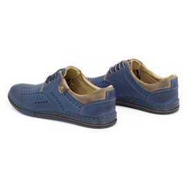 Polbut Scarpe da uomo in pelle 402 estive, blu navy con marrone 4