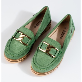SHELOVET Mocassini da donna in camoscio verde Shelobvet 1