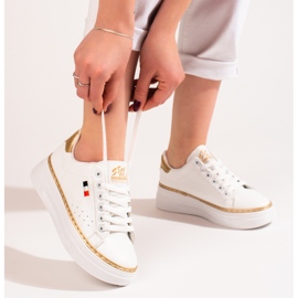 W. Potocki Scarpe sportive bianche sulla piattaforma Potocki bianco 2